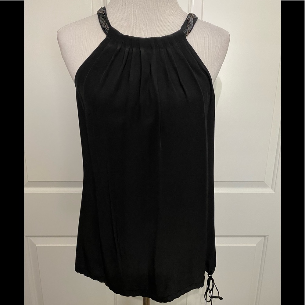 T Tahari black silk halter tank